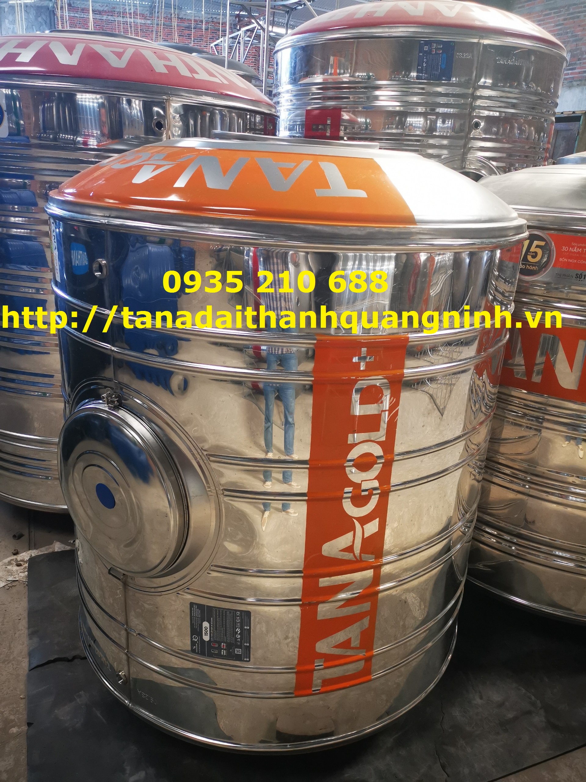 Bồn Nước Inox Tân Á Gold+ 500L Ngang ( Ø700 )